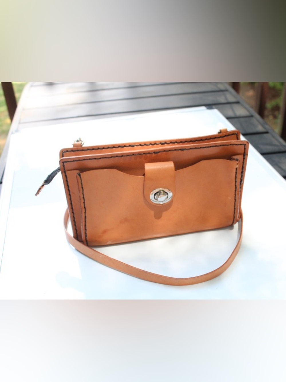 Handmade leather cross body bag